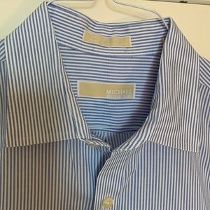 MICHAEL KORS blue pinstripe spread collar 17/ 34/35